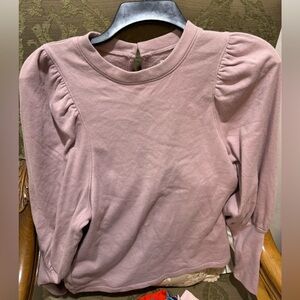 Madewell Mauve Purple Puff Sleeve Pullover Crew Neck Sweater Top (XS)